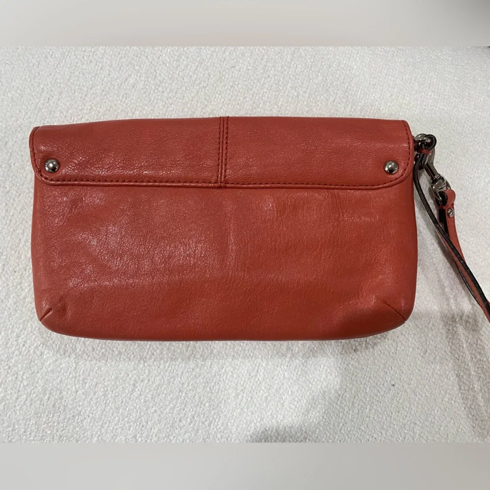 Coach Orange Leather Wristlet Clutch